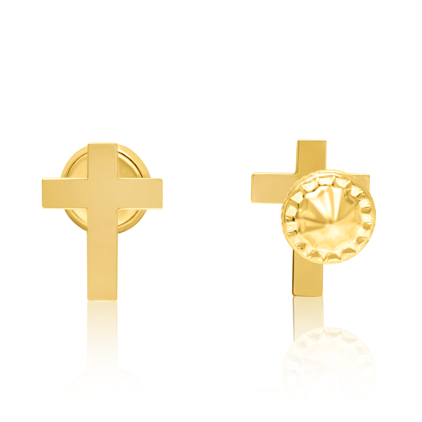 18K Pure Gold Cross Earring Set