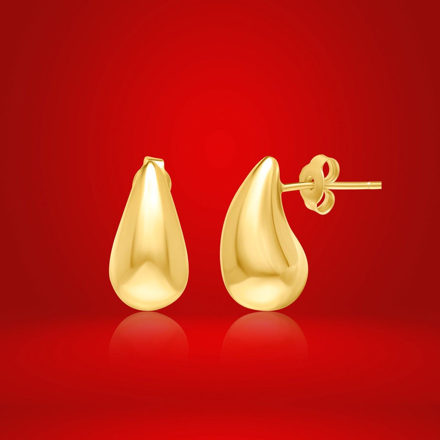 18K Pure Gold Curved Drop Jewelry Set