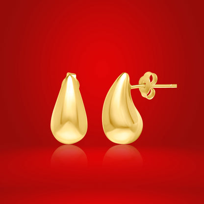 18K Pure Gold Curved Drop Jewelry Set