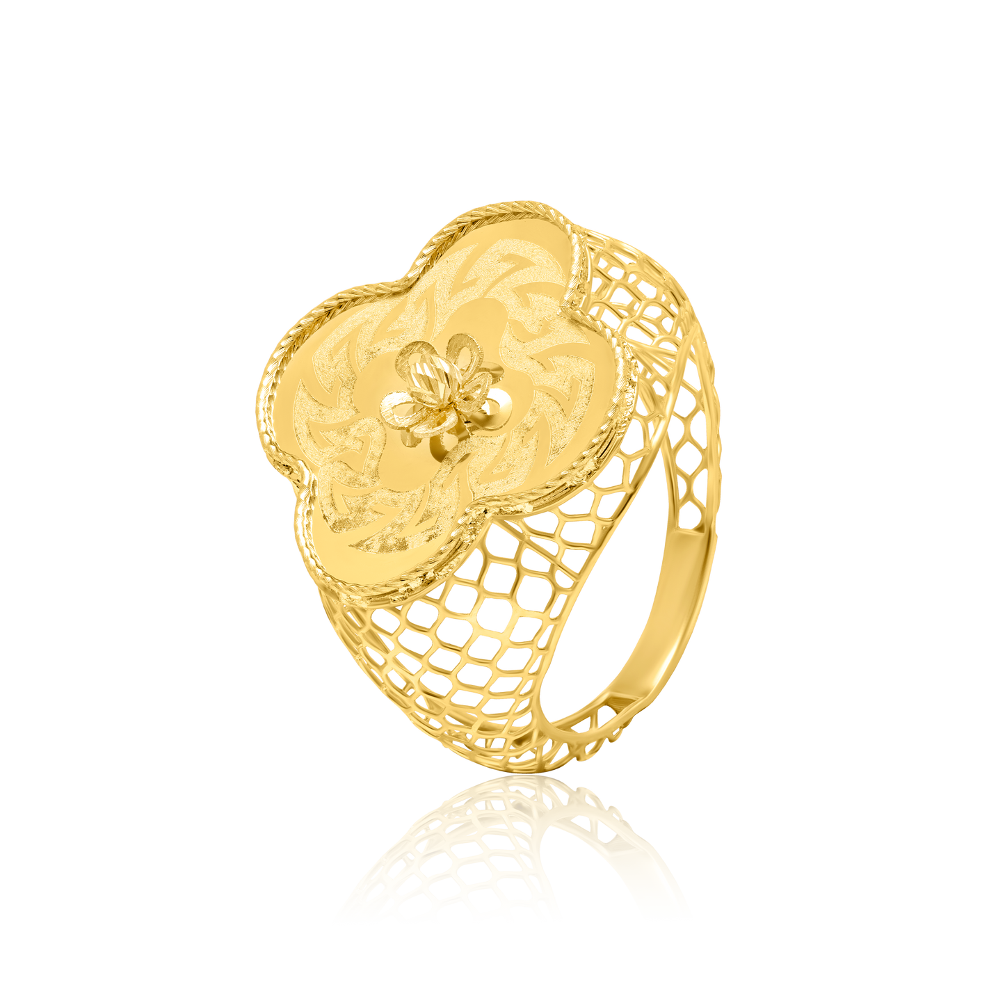 21K Pure Gold Flower Ring