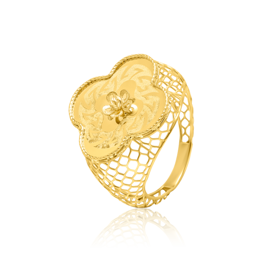 21K Pure Gold Flower Ring