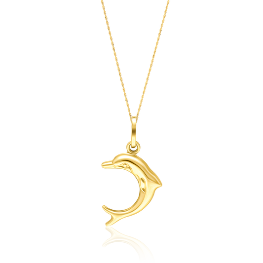 18K Pure Gold Dolphin Necklace