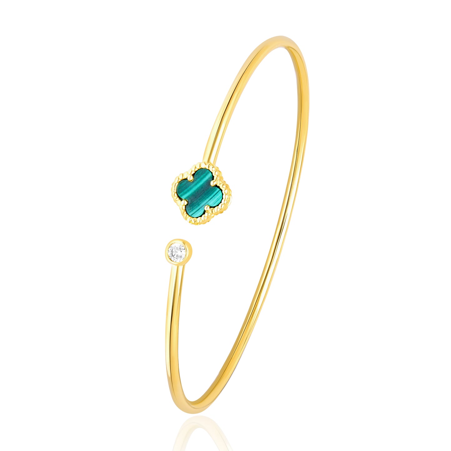 18K Pure Gold Green V.C Stone Bangle