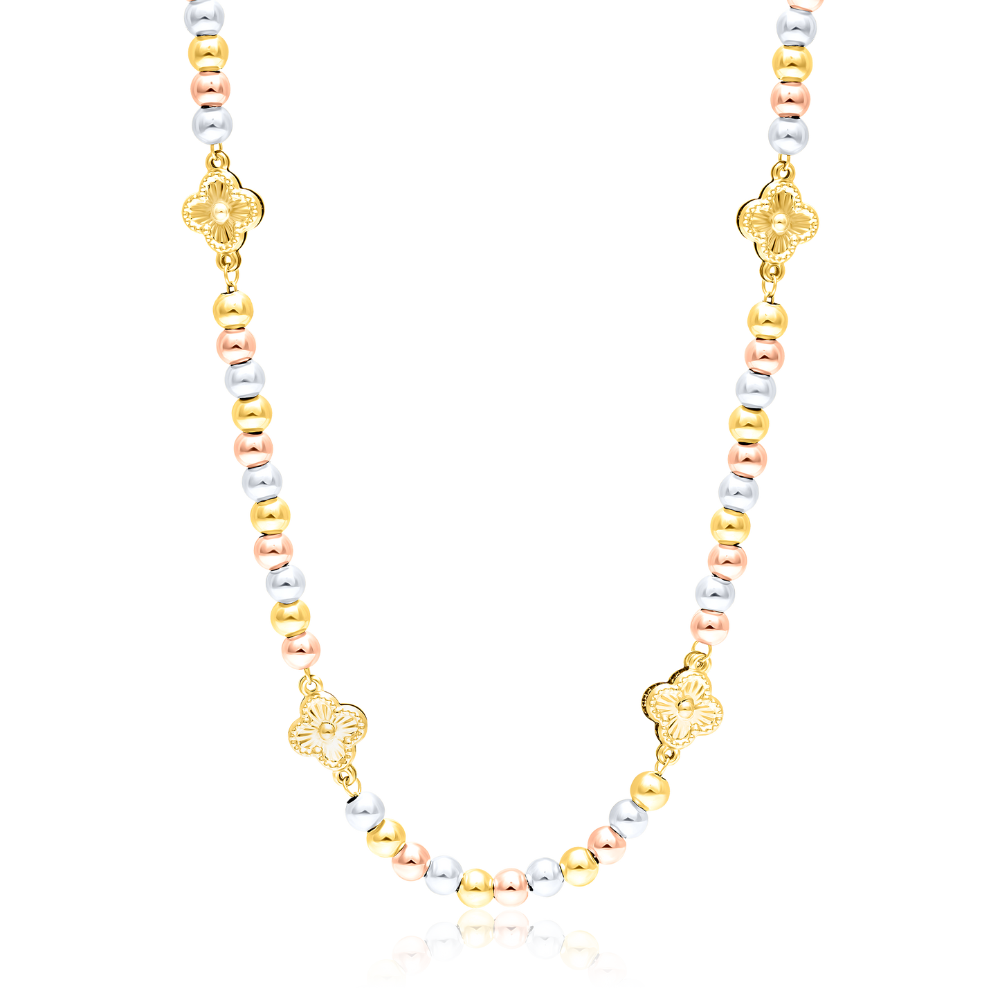 18K Pure Gold 3 Color Seed Flower Chain