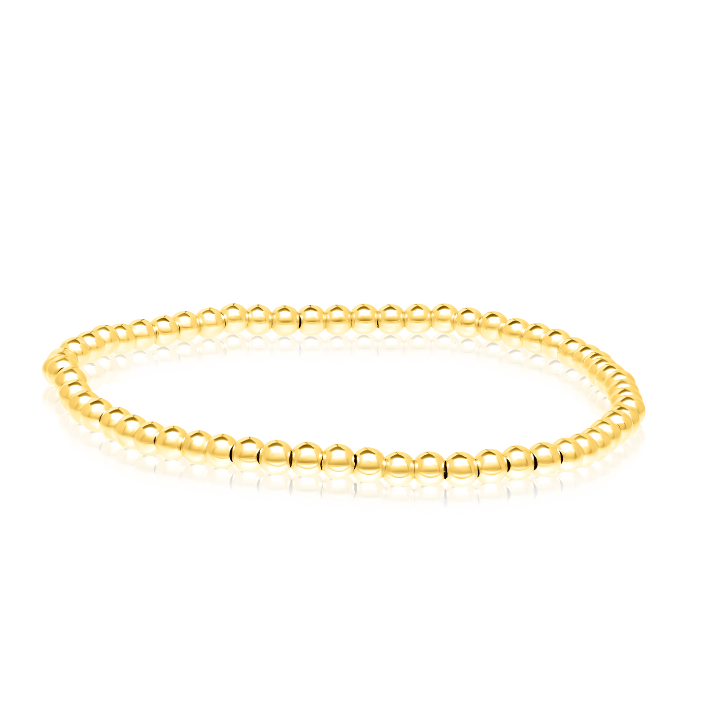 3 Pcs 18k Pure Gold Elastic Bead Bangle Set (Yellow, White, Rose Gold)
