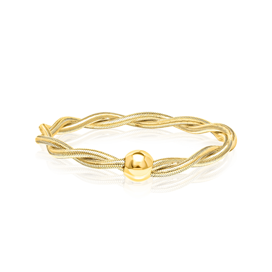 18K Pure Gold 2 Layer Twisted Seed Bangle