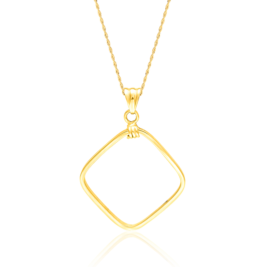18K Pure Gold Square Necklace