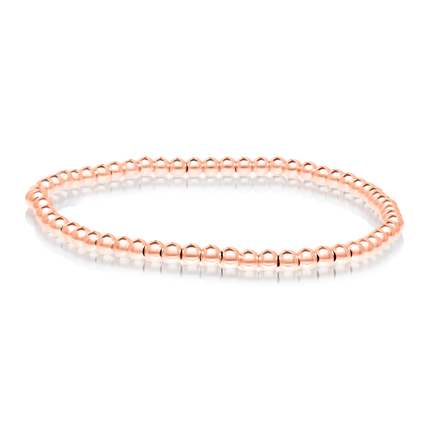 3 Pcs 18k Pure Gold Elastic Bead Bangle Set (Yellow, White, Rose Gold)