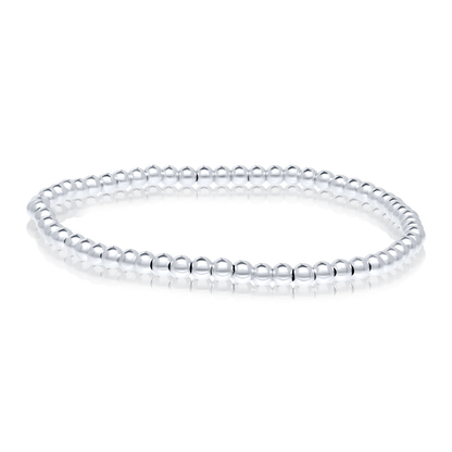 18K Pure White Gold Elastic Seed Bangle