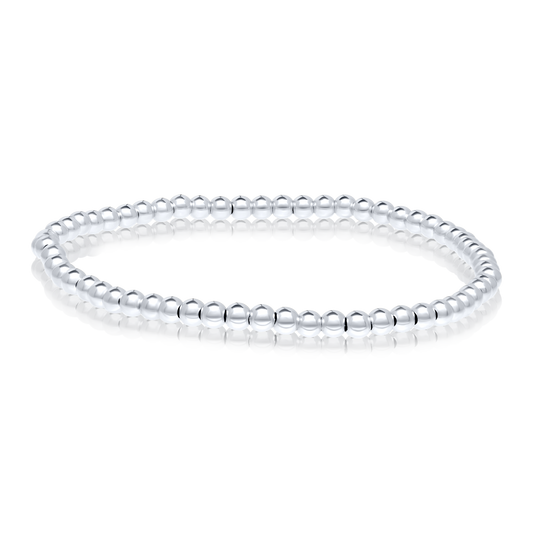 18K Pure White Gold Elastic Seed Bangle
