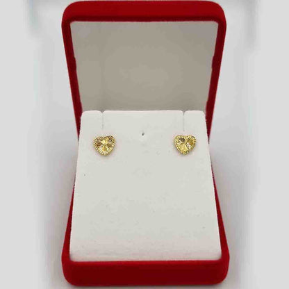 18K Solid Gold Heart Design Screw Earrings | Gold | 18K Gold Jewelry