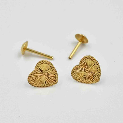 18K Solid Gold Heart Design Screw Earrings | Gold | 18K Gold Jewelry