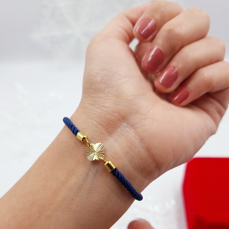 21K Pure Gold Thread Adjustable Flower Design Bracelet