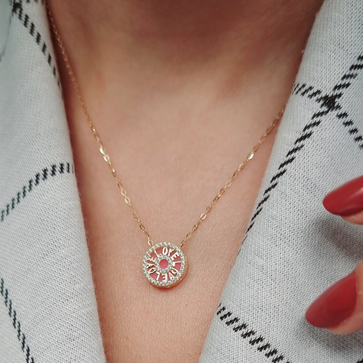 18K Pure Gold Love Necklace