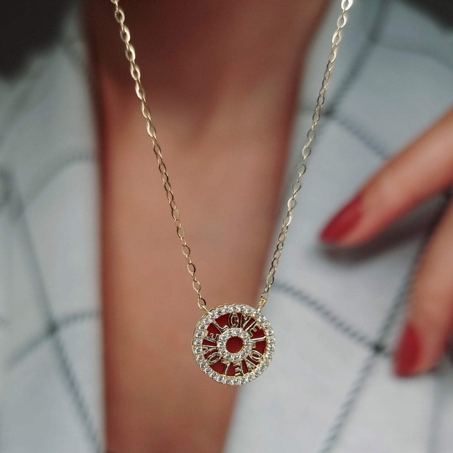 18K Pure Gold Love Necklace