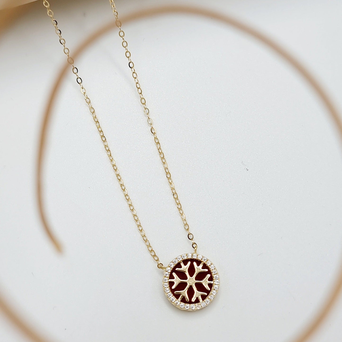 18K Pure Gold Snow Flakes Necklace
