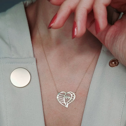 18K Pure Gold Heartbeat Necklace