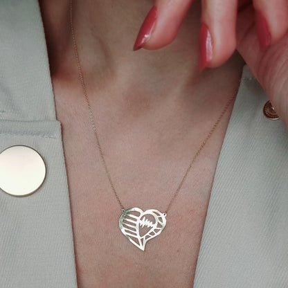 18K Pure Gold Heartbeat Necklace