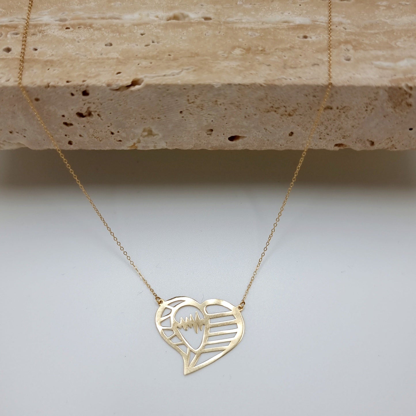 18K Pure Gold Heartbeat Necklace