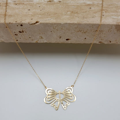 18K Pure Gold Butterfly Necklace