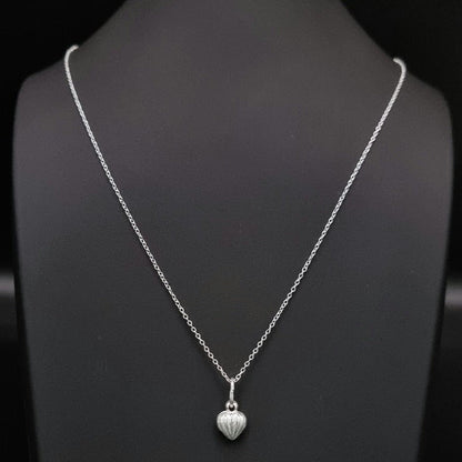 Real 925 Sterling Silver Lined Heart Necklace
