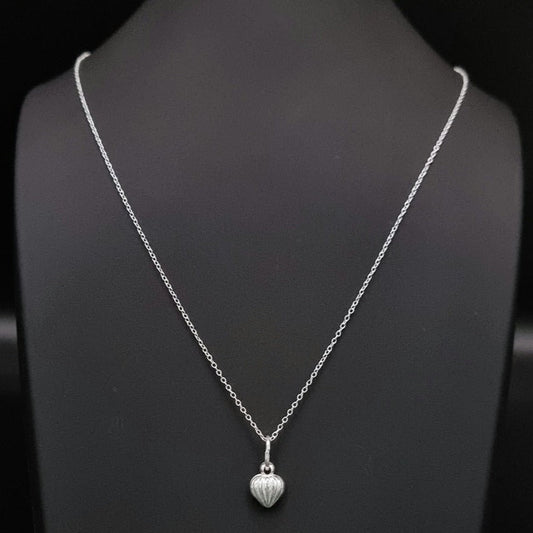 Real 925 Sterling Silver Lined Heart Necklace