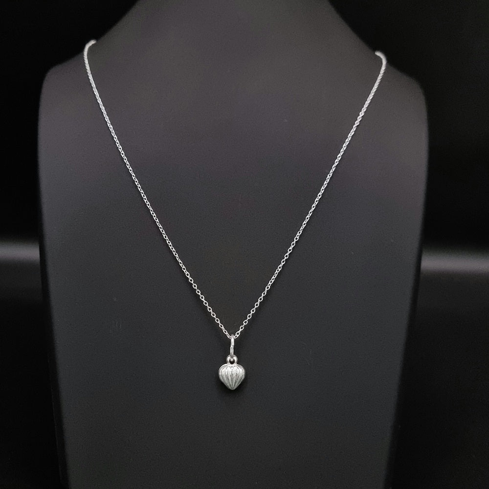 Real 925 Sterling Silver Lined Heart Necklace