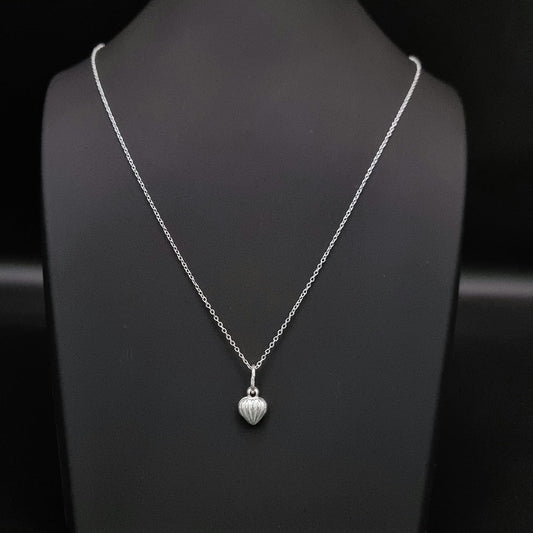 Real 925 Sterling Silver Lined Heart Necklace