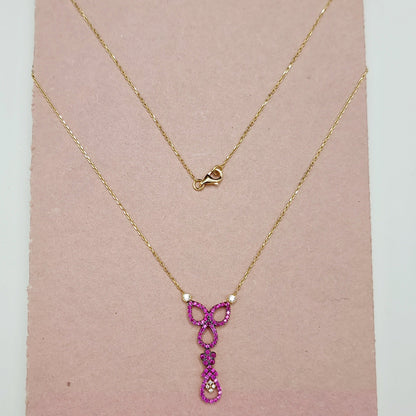 18K Pure Gold Swarski Necklace