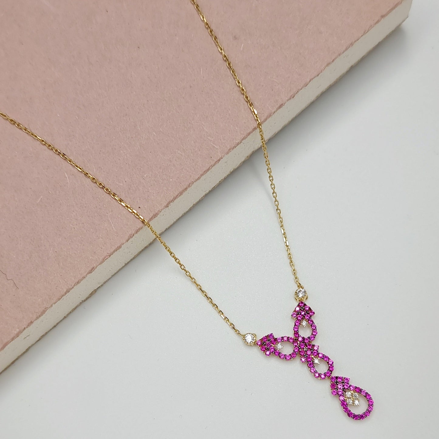 18K Pure Gold Swarski Necklace