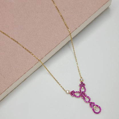 18K Pure Gold Swarski Necklace