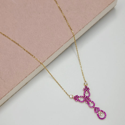 18K Pure Gold Swarski Necklace