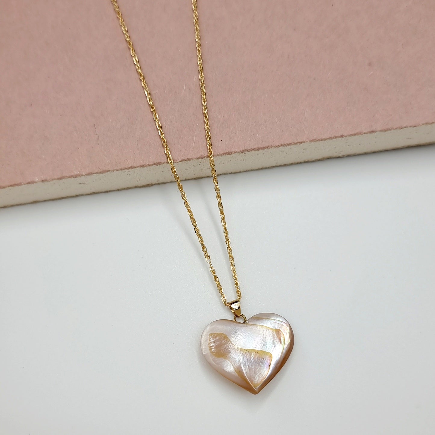 18K Pure Gold Heart Stone Necklace GNK687