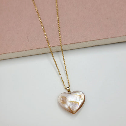 18K Pure Gold Heart Stone Necklace GNK687