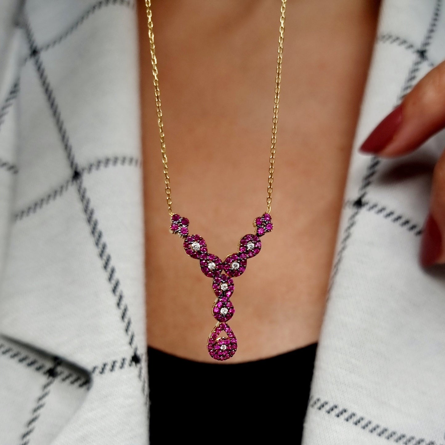 18K Pure Gold Swarski Necklace