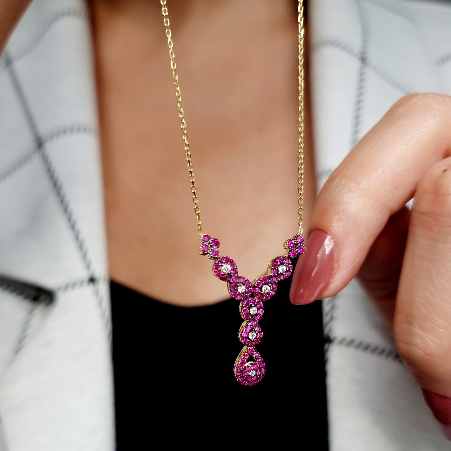 18K Pure Gold Swarski Necklace