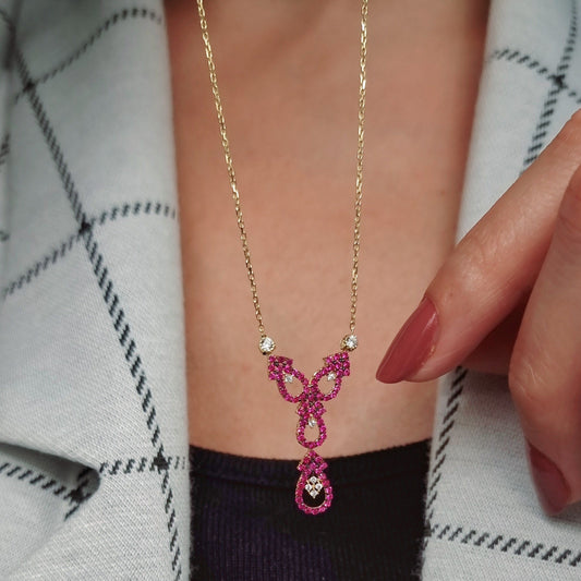 18K Pure Gold Swarski Necklace