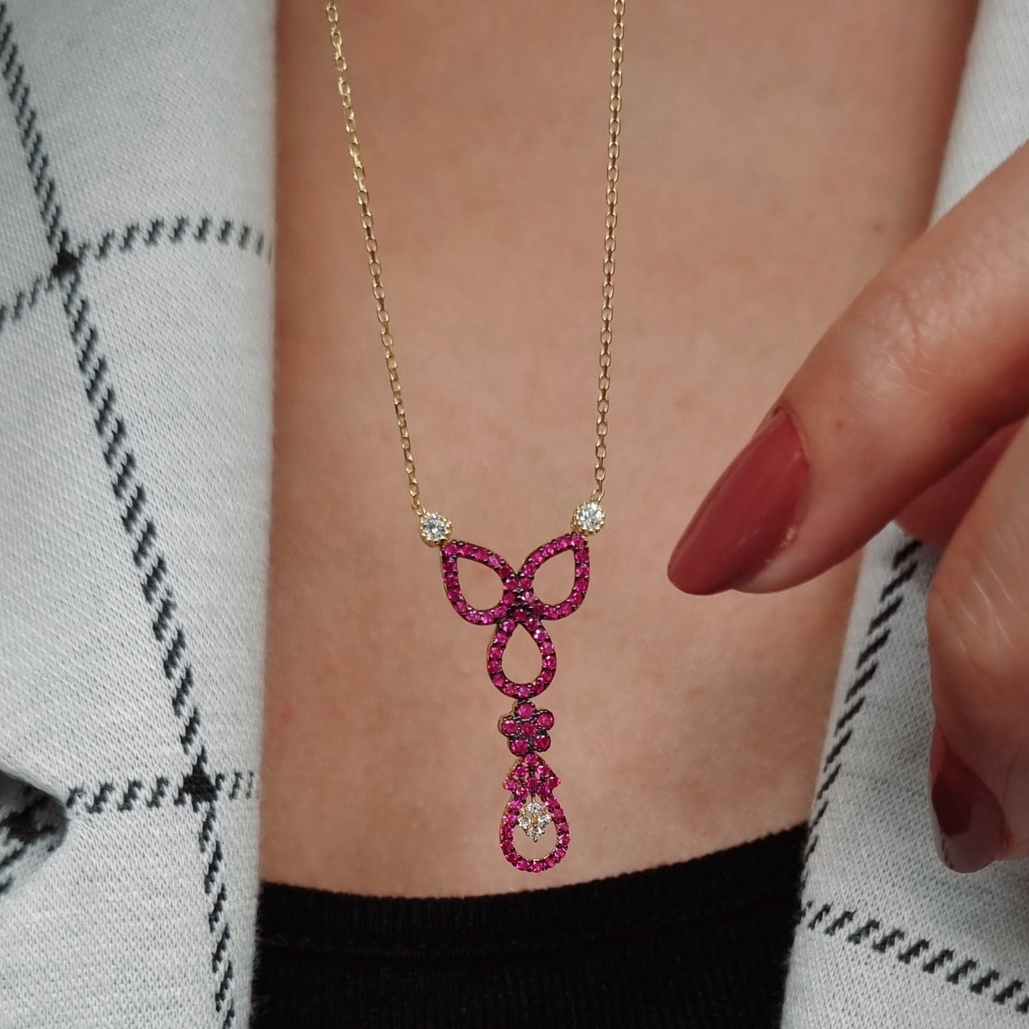 18K Pure Gold Swarski Necklace