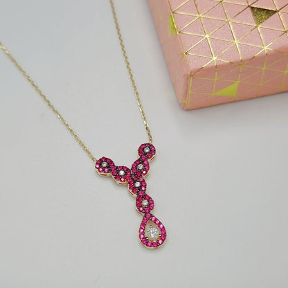 18K Pure Gold Swarski Necklace