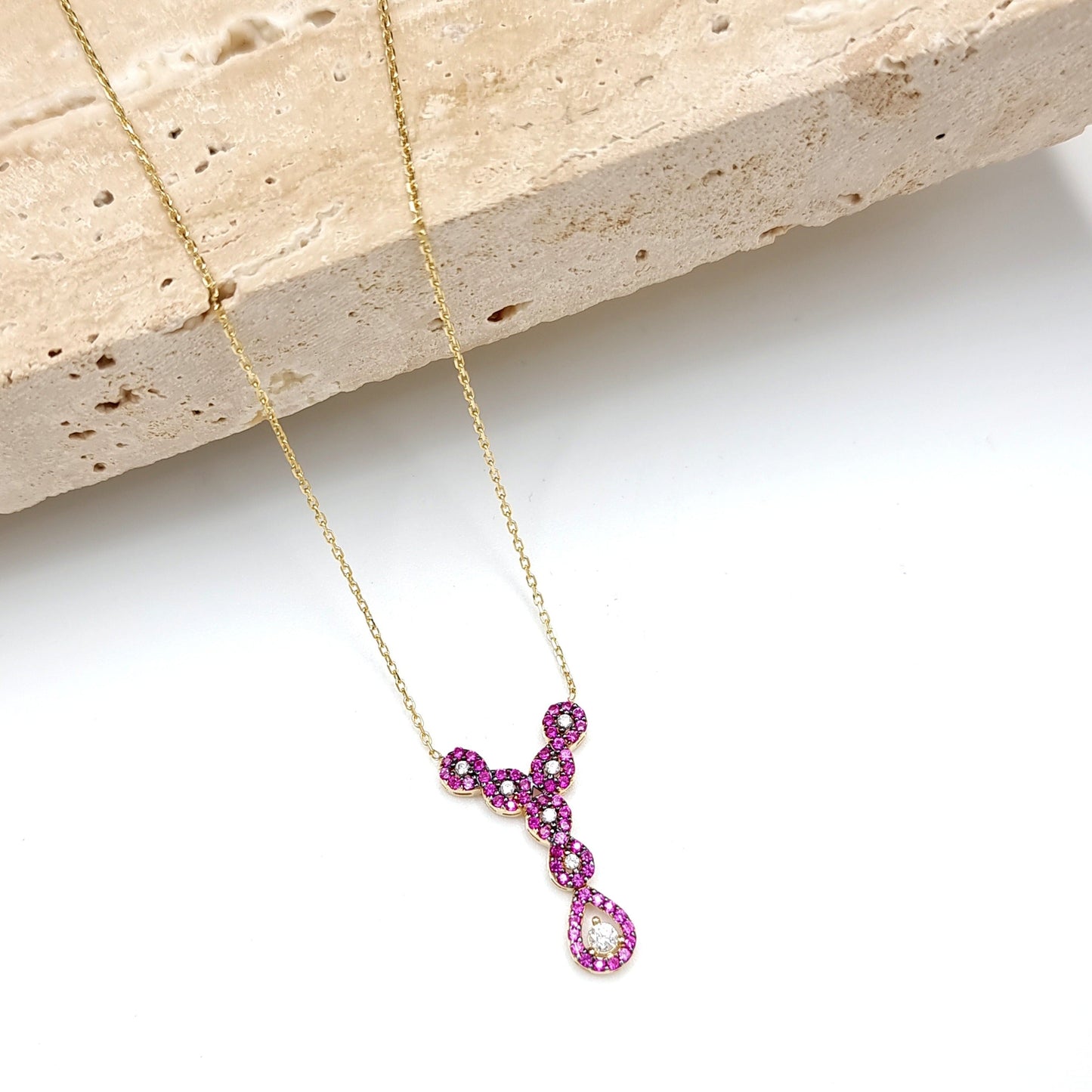 18K Pure Gold Swarski Necklace