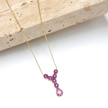 18K Pure Gold Swarski Necklace