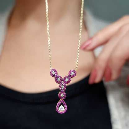 18K Pure Gold Swarski Necklace