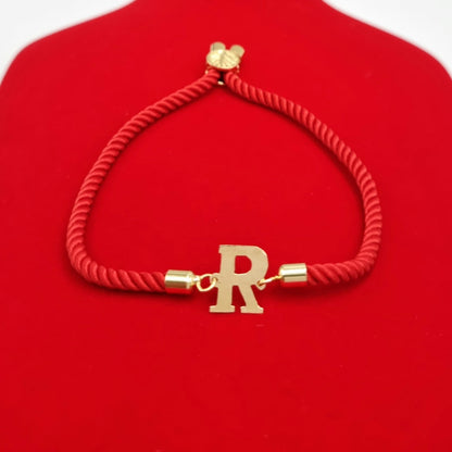 18K Pure Gold Thread Adjustable Letter R Bracelet
