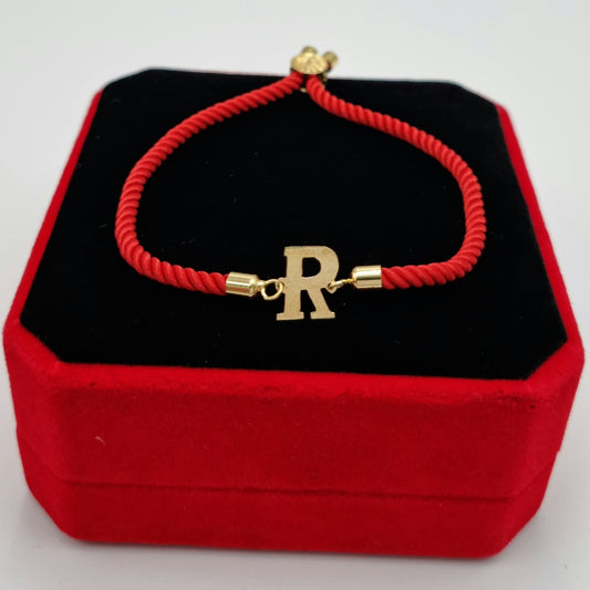 18K Pure Gold Thread Adjustable Letter R Bracelet