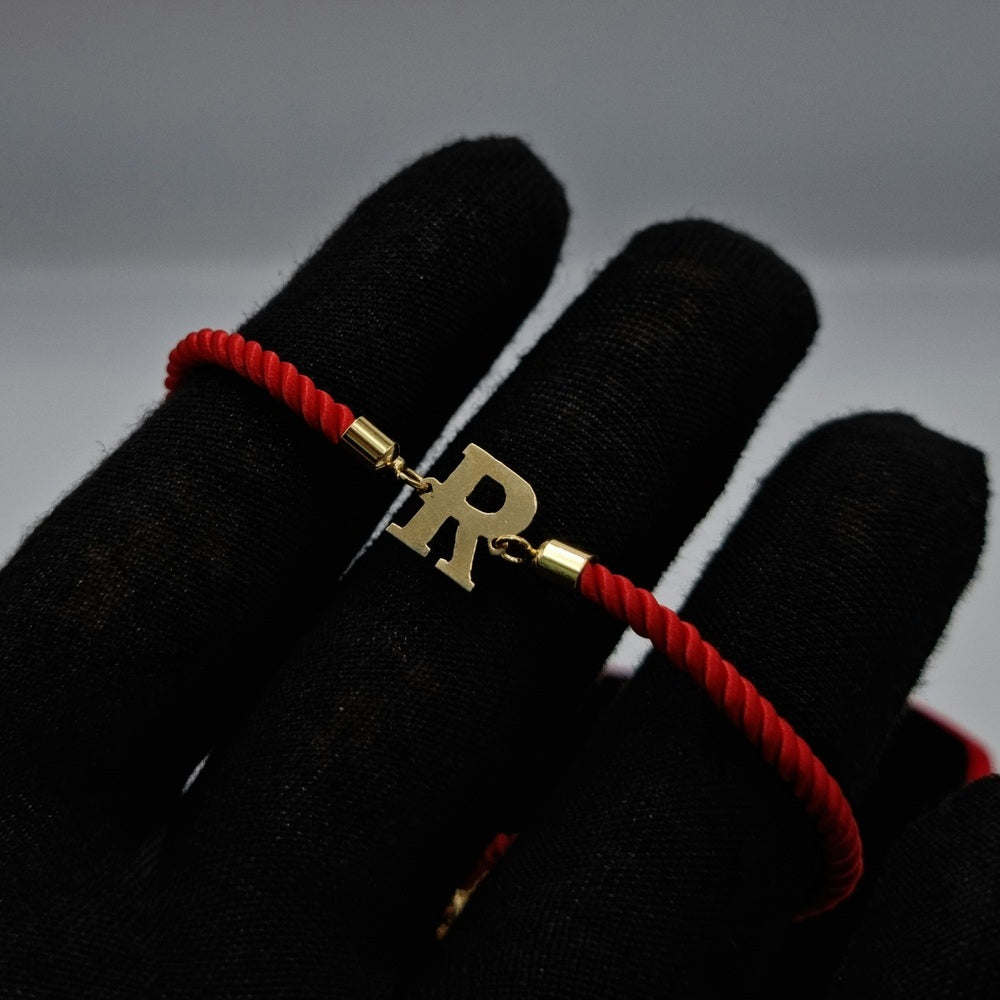 18K Pure Gold Thread Adjustable Letter R Bracelet