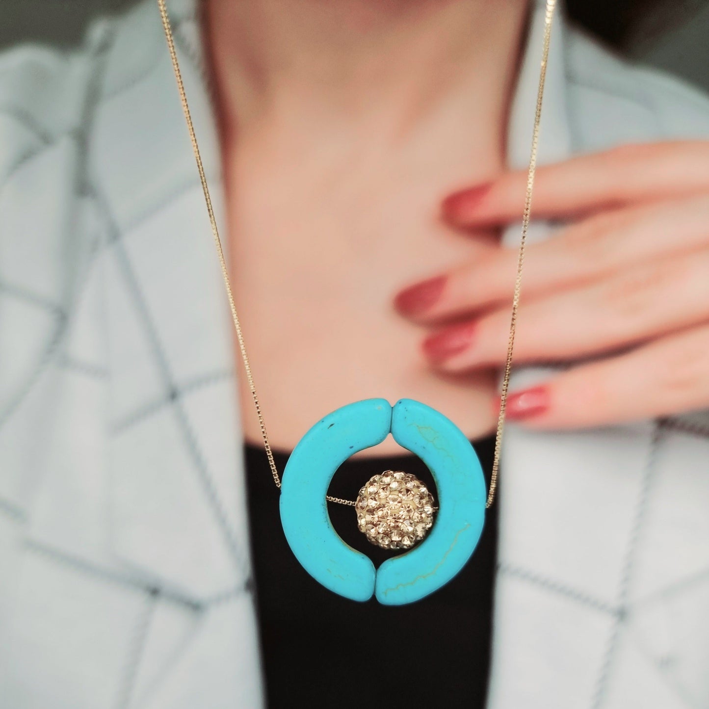 18K Pure Gold Ball Necklace