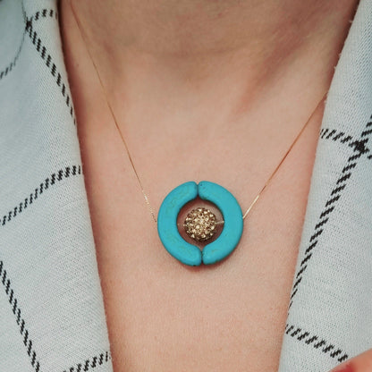 18K Pure Gold Ball Necklace