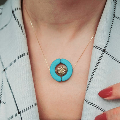 18K Pure Gold Ball Necklace