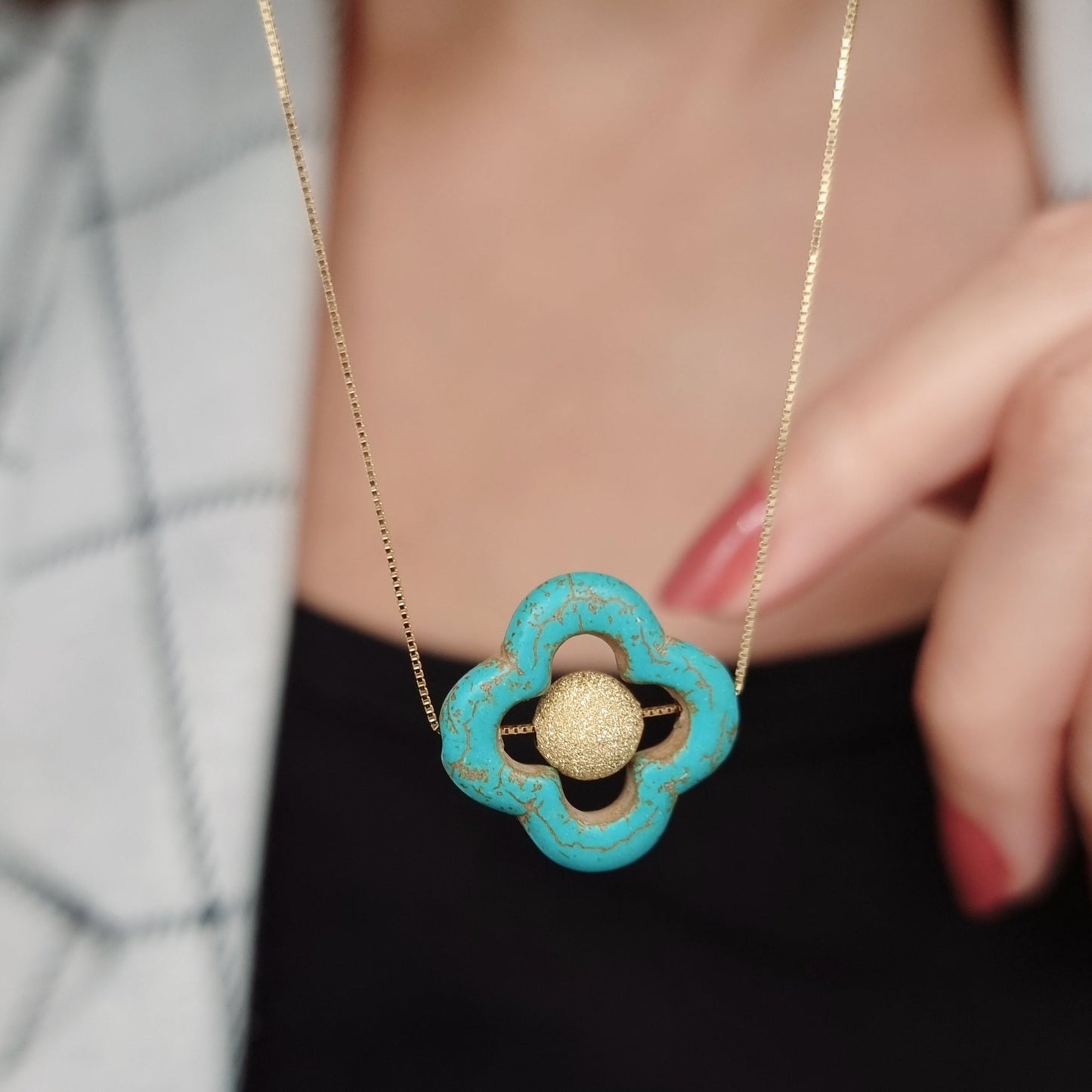 18K Pure Gold Ball Necklace