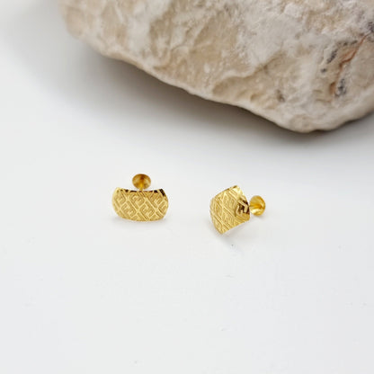 18K Pure Gold F.F Stud Earring Set